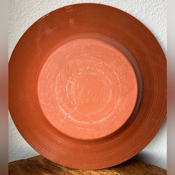 Jill Woodruff Manos Pottery Terracotta Bowl Platter 14” - Picture 5 of 13